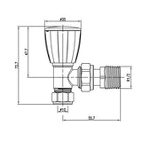 10mm Angled Manual Radiator Valve c/w 1/2" Nut Tail