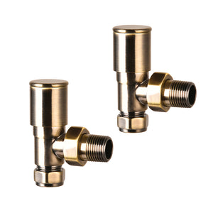 Modern Angled Decorative Radiator Valves (Pairs) Antique Brass